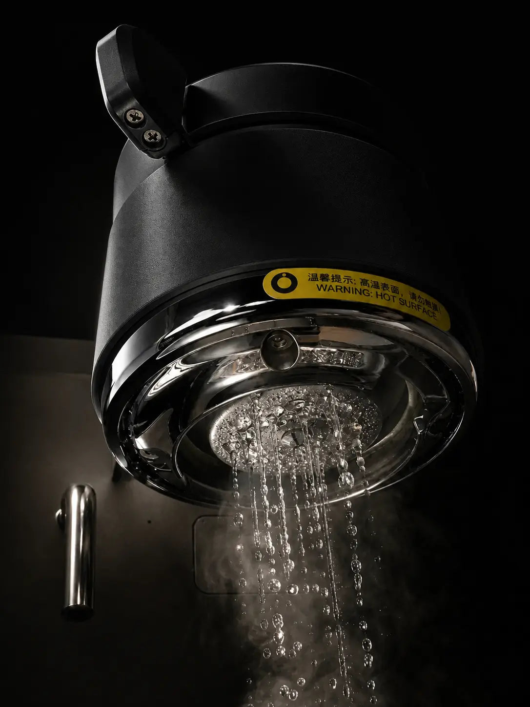 Control Paddle on Wendougee LITA SIGMA showing the Shower screen with water flowing against a black background