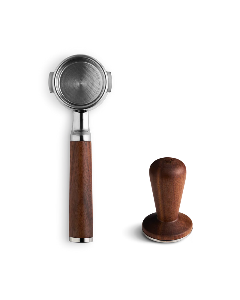 Fellow Espresso series 1 portafilter and tamper set for espresso preparation.