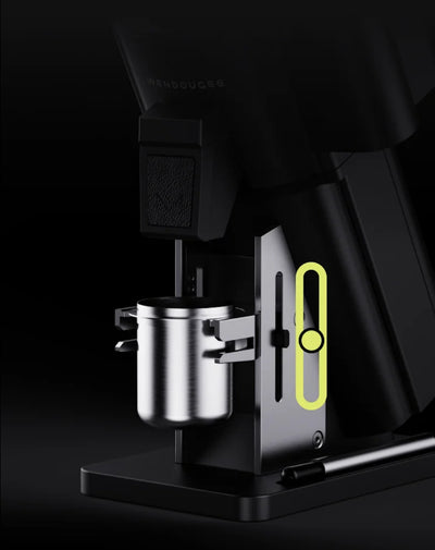 Wendougee MILO precision single-dose grinder showcasing the grind chamber and adjustment features.