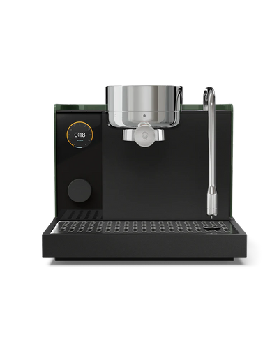 Fellow Espresso Series 1 Espresso Machine front view with brew head and display.